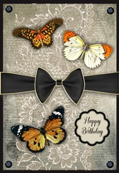 Black Trio of Butterflies A5 Card