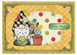 St Piran Gnome and Mr Frog 5 x 7 card AS REQUESTED