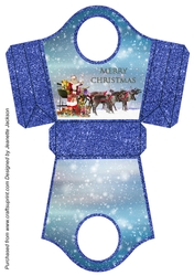 Santa Sleigh Blue Glitter Gift Bag