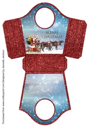 Santa Sleigh Red Glitter Gift Bag