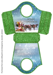 Santa Sleigh Green Glitter Gift Bag