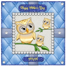Blue Mothers Day Owls 7 x 7 card
