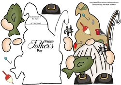Fisherman Dad Gnome Fathers Day Shaped Card