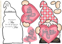 Mum Heart Mothers Day Gnome Shaped Card