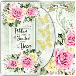 Birthday Floral Shaped Front Panel Card