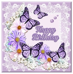 Butterflies, Lace and Flowers Birthdy Card