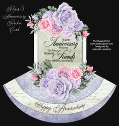 Roses 3 Anniversary Rocker Shaped Card