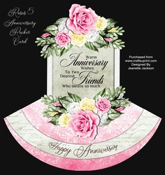 Roses 5 Anniversary Rocker Shaped Card