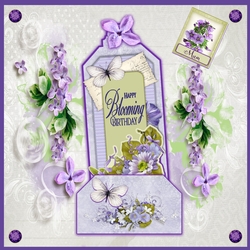 Tag & Pocket Floral 7 x 7 Birthday Card