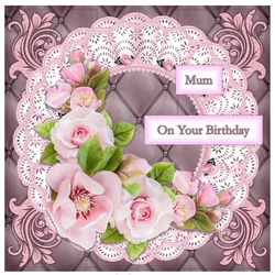 Pink Floral Quilt 7 x 7 Birthday Card