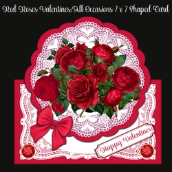 Red Roses Valentines & All Occasions 7 x 7 Shaped Card
