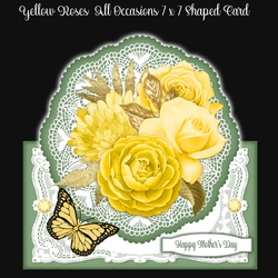 Yellow Roses All Occasions 7 x 7 Shaped Card