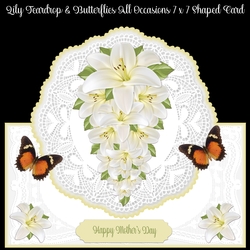 Lily Teardrop and Butterflies All Occasion 7 x 7 Shaped Card