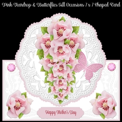Pink Teardrop and Butterfly All Occasion 7 x 7 Shaped Card