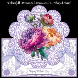 Colourful Peonies All Occasions 7 x 7 Shaped Card