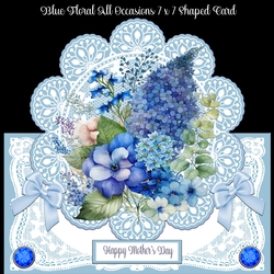 Blue Floral All Occasions 7 x 7 Shaped Card