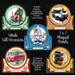 Bumper Kit of 5 x Male All Occasions 7 x 7 Shaped Cards