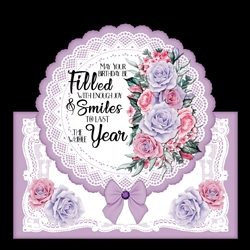 Purple Pink Birthday Roses 7 x 7 Shaped Card
