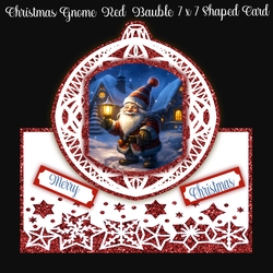 Christmas Gnome Red Bauble 7 x 7 Shaped Card