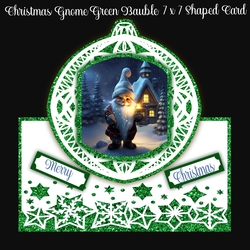 Christmas Gnome Green Bauble 7 x 7 Shaped Card