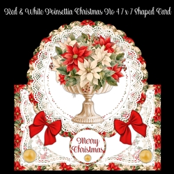 Red & White Poinsettia Christmas No 4 7 x 7 Shaped Card