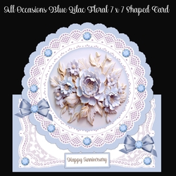All Occasions Blue Lilac Floral 7 x 7 Shaped Card
