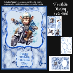 Motorbike Monkey 7 x 5 Birthday/Past Bike Test Card