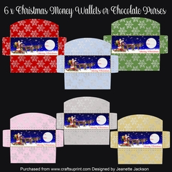 6 x Christmas Money Wallets or Chocolate Purses
