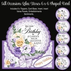 All Occasions Lilac Roses 6 x 6 Shaped Card