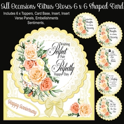 All Occasions Citrus Roses 6 x 6 Shaped Card