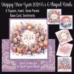 Happy New Year 2024 6 x 6 Shaped Card Kit