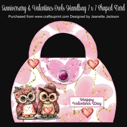 Anniversary & Valentines Owls Birthday Handbag 7 x 7 Shaped Card