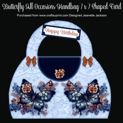 Butterfly All Occasions Handbag 7 x 7 Shaped Card