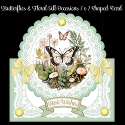 Butterflies & Floral All Occasions 7 x 7 Shaped Card