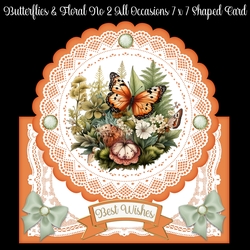 Butterflies & Floral No 2 All Occasions 7 x 7 Shaped Card