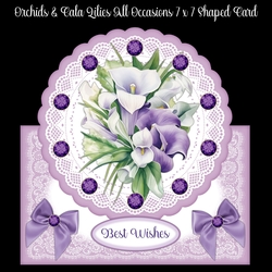 Orchids & Cala Lilies All Occasions 7 x 7 Shaped Card