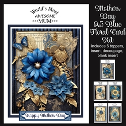 Mothers Day A5 Blue Floral Card Kit