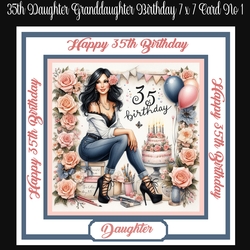 35th Daughter Granddaughter Birthday 7 x 7 Card