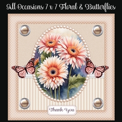 All Occasions 7 x 7 Floral & Butterflies Card