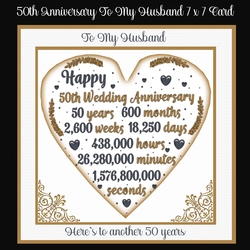 50th Anniversary to My Husband 7 x 7 Card