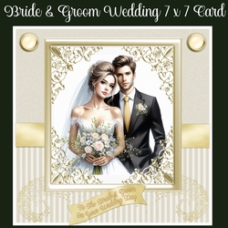 Bride & Groom Wedding 7 x 7 Card