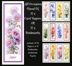 Image of cup1364292_2474 - All Occasions Floral DL Card Toppers OR Bookmarks x 12