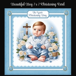 Beautiful Boy 7 x 7 Christening Card