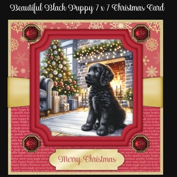 Beautiful Black Puppy 7 x 7 Christmas Card