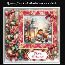 Lantern, Robin & Decorations 7 x 7 Card