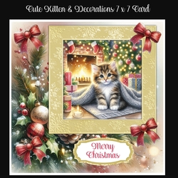Cute Kitten & Decorations 7 x 7 Card