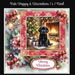 Cute Puppy & Decorations 7 x 7 Card