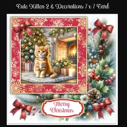 Cute Kitten 2 & Decorations 7 x 7 Card