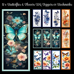 12 x Butterflies & Flowers DL Toppers or Bookmarks