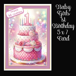 Baby Girls 1st Birthday 5 x 7 Card
